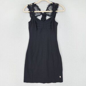 Tt Dress Womens 2 Black Cocktail Mini Sleeveless Lace Strap Party Sheath Classic